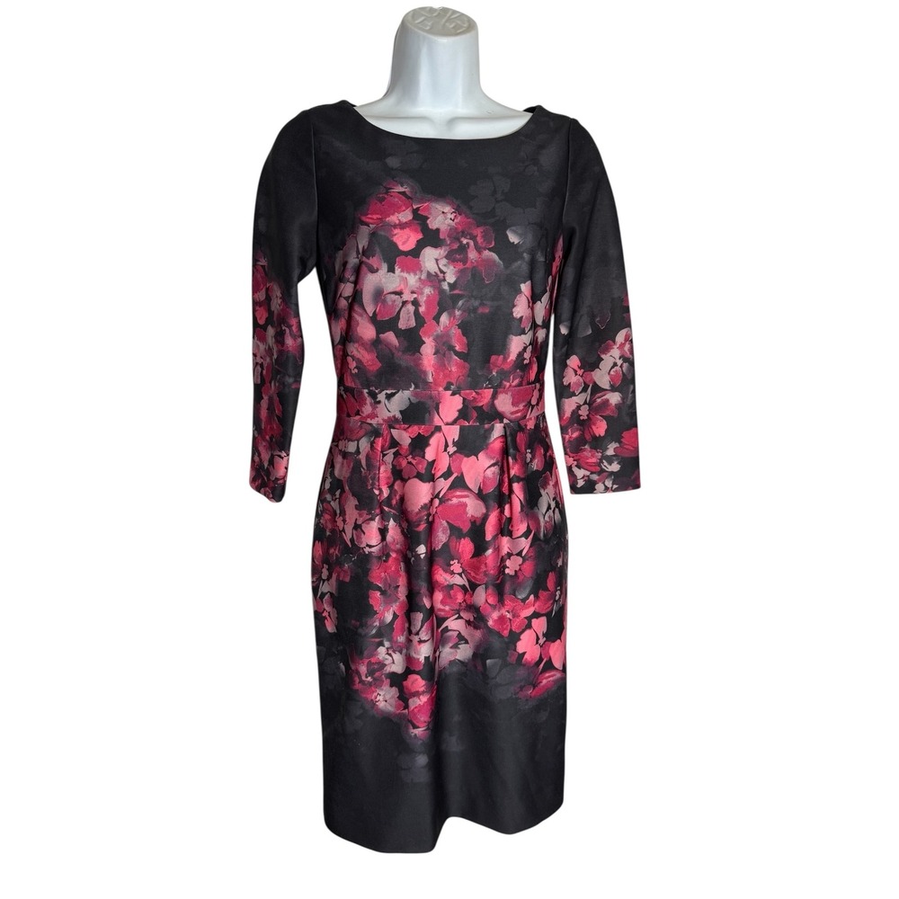 Antonio Melani Dress Size‎ 0 Black Pink Floral Print Sheath Dress PERFECT 🖤🩷